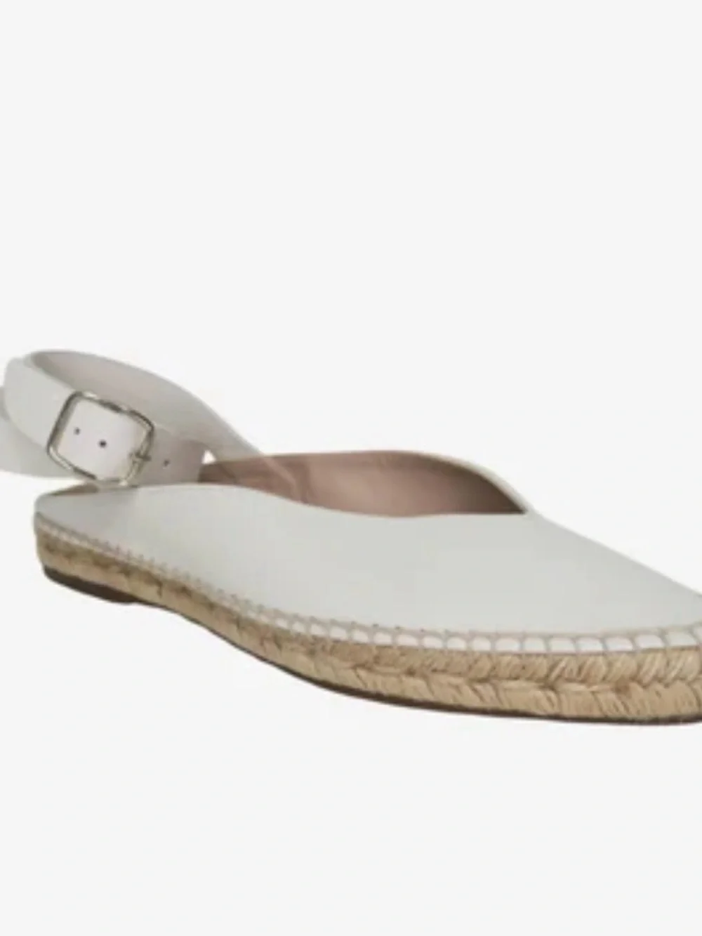 Stuart Weitzman White Leather Toga Ankle Wrap Espadrille Flats Size 8.5 M